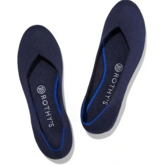 NIB Rothy’s The Daily Round Toe Flat RARE RETIRED COLOR-Size 7-Navy Solid - Picture 2 of 11